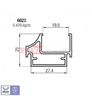 6023 - A30 - MARCO VIDRIO REPARTIDO DVH. CRUDO- PERFIL ALUAR