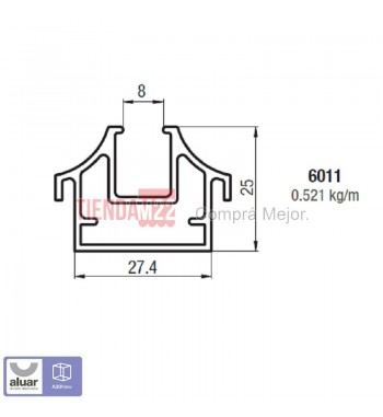 6011 - A30 - MARCO VIDRIO REPART. CRUDO- PERFIL ALUAR