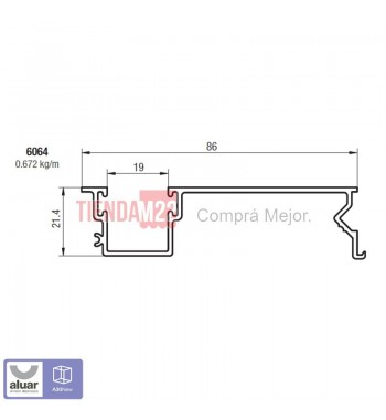 6064 - A30 - GUIA DE CORTINA COMUN CRUDO- PERFIL ALUAR