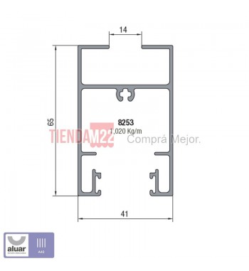 8253 - A40 - ZOCALO 90º CRUDO- PERFIL ALUAR