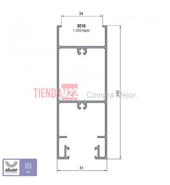 8218 - A40 - ZOCALO ALTO DVH CRUDO- PERFIL ALUAR