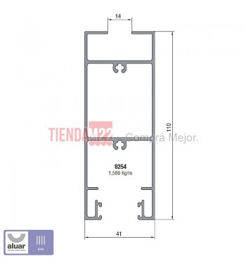 8254 - A40 - ZOCALO ALTO 90º CRUDO- PERFIL ALUAR