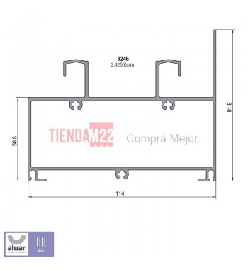 8246 - A40 - UMBRAL ALTO REFORZADO CRUDO- PERFIL ALUAR