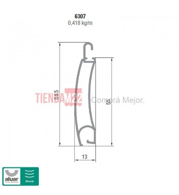 6307 - TABLILLA CORTINA CRUDO- PERFIL ALUAR