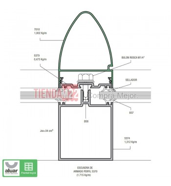 7010 - FRENTE INTEGRAL TAPA CURVA CRUDO- PERFIL ALUAR