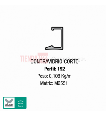 192 - COMPLEMENTARIOS-CONTRAVIDRIO CORTO TABIQUE - PERFIL ALUAR