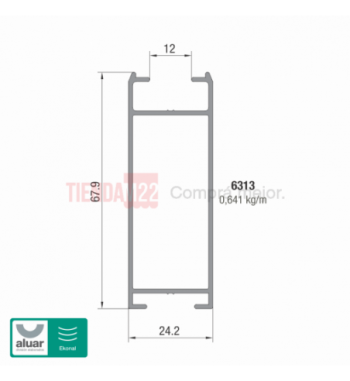 6313 - BATIENTE PUERTA 25MM CRUDO- PERFIL ALUAR