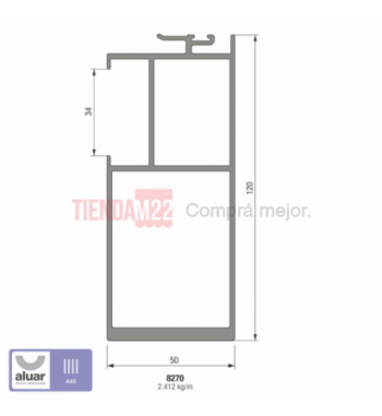 8270 - A40 - PARANTE CENTRAL REFORZADO - CRUDO- PERFIL ALUAR