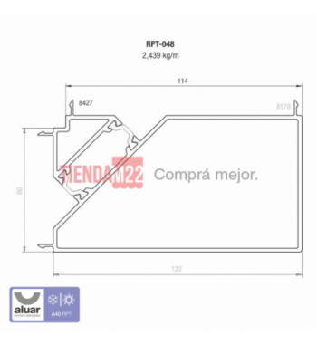 RPT-048 - RPT- A40 - ACOPLE 90° PARA MARCOS DE 60MM A 114 MM CRUDO- PERFIL ALUAR