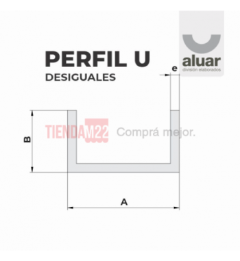 MPN-146 - U DE BLINDEX 13.3 X 26 X 1.3MM LIVIANA - CRUDO- PERFIL ALUAR