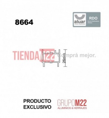 8664 - A40 EXCLUSIV- TABLILLA DE TERMINACION 26MM CRUDO- PERFIL ALUAR