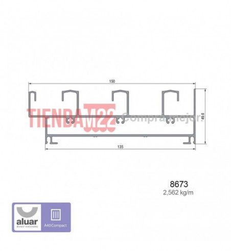 8673 - A40 COMPACT - UMBRAL Y DINTEL MARCO DE 3 GUIAS CORTE A 90° CON ...