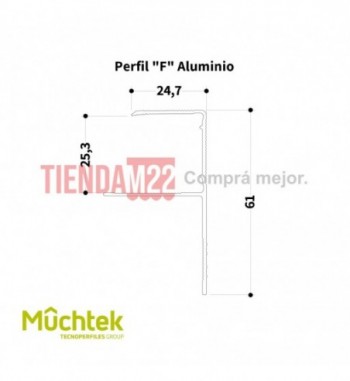 TECNO-DECK-PERFIL  "F" ALUMINIO - 144450300