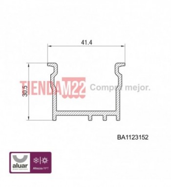 RPT-19915 - RPT-BA1019915 VARILLA CANAL U ALTEZZA POLIAMIDA- PERFIL ALUAR