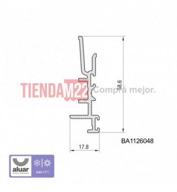 BA1021117 - PERFIL POLIAMIDA COMPLEMENTO CRUCE CENTRAL HOJAS CORREDIZAS- PERFIL ALUAR