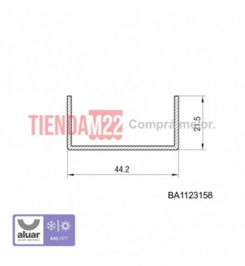BA1034031 - PERFIL "U" DE PVC MARCO CORREDIZA- PERFIL ALUAR