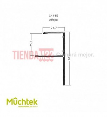TECNO-PERFIL  "F" ALUMINIO ANODIZADO  NEGRO 3 METROS - 144450500