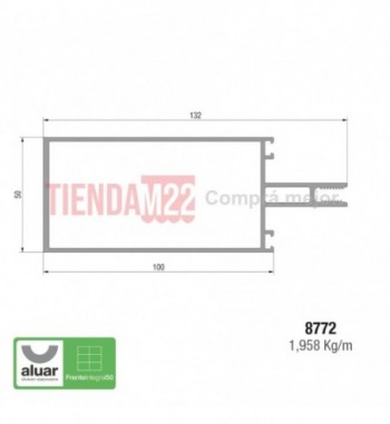 8772 - FRENTE INTEGRAL 50 - COLUMNA / TRAVESAÑO 100 MM CRUDO- PERFIL ALUAR