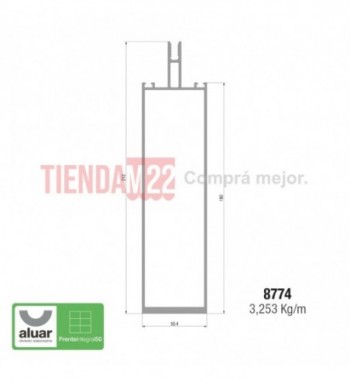8774 - FRENTE INTEGRAL 50 - COLUMNA 180 MM CRUDO- PERFIL ALUAR