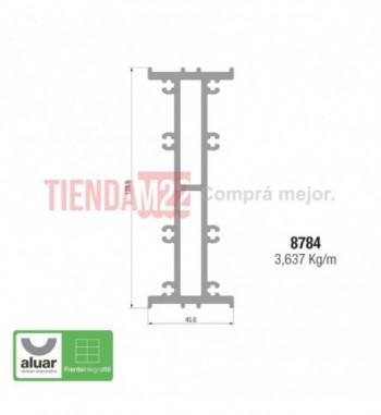 8784 - FRENTE INTEGRAL 50 - REF, CONT. COL Y ANC INF/SUP PARA COLUMNA 140MM CRUDO- PERFIL ALUAR
